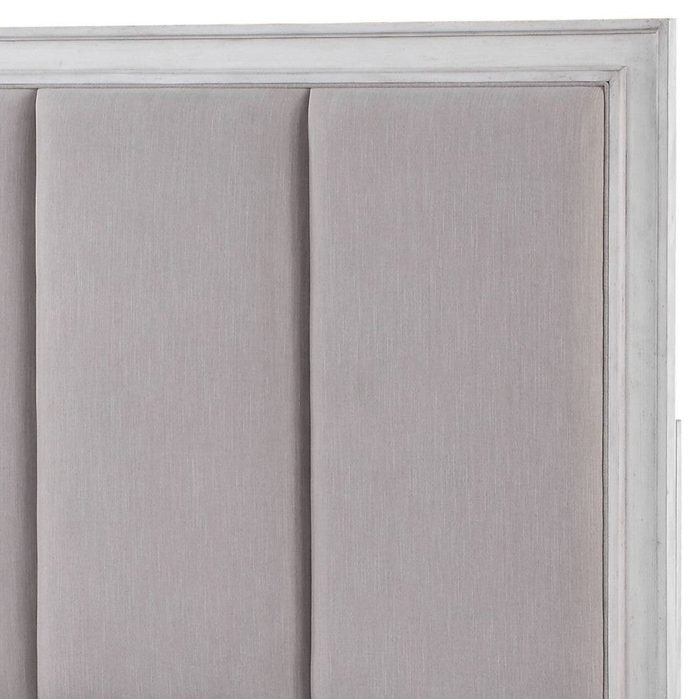 ACME Katia Eastern King Bed, Gray Linen and White Finish
