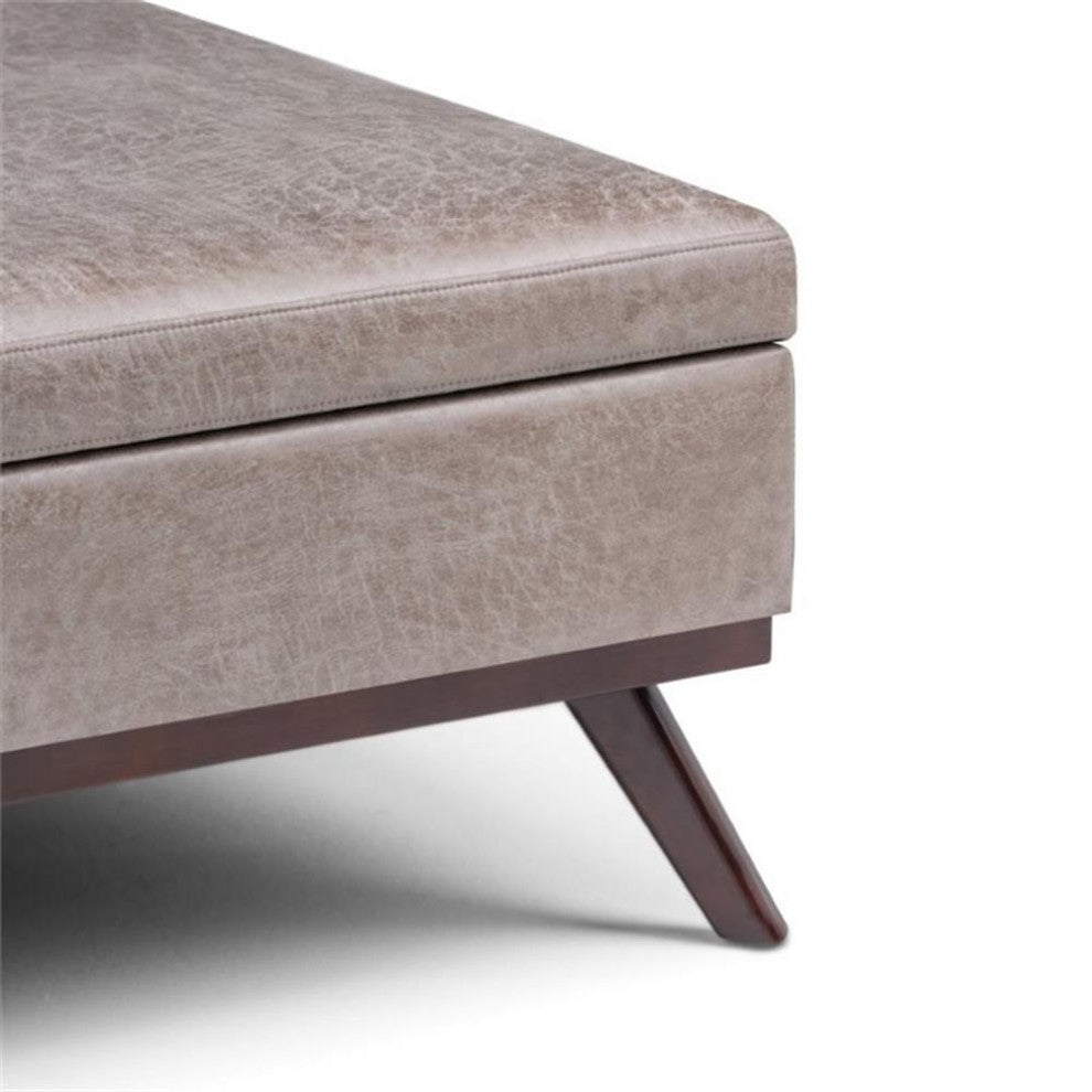 36 In Wide Square Square Coffee Table Storage Ottoman - Distressed Grey Taupe