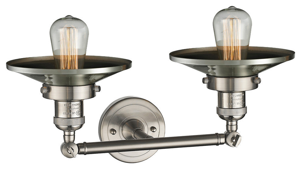 Railroad 2-Light Bath Fixture, Brushed Satin Nickel