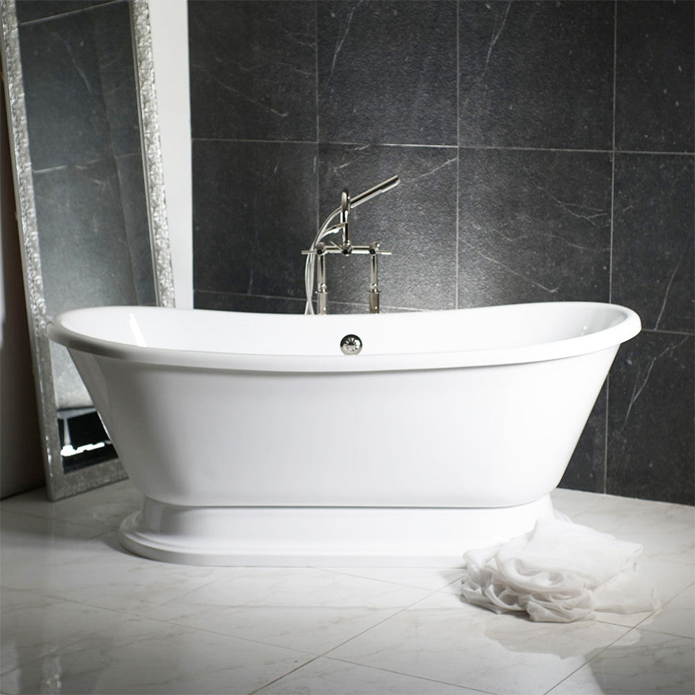 SanSiro 67" Air Jetted 'Fiamatta-67Air' Acrylic French Bateau Tub