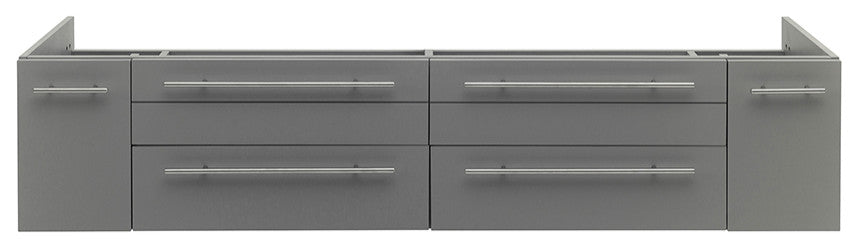 Lucera Wall Mount Double Undermount Sink Bathroom Cabinet, Gray, 72"