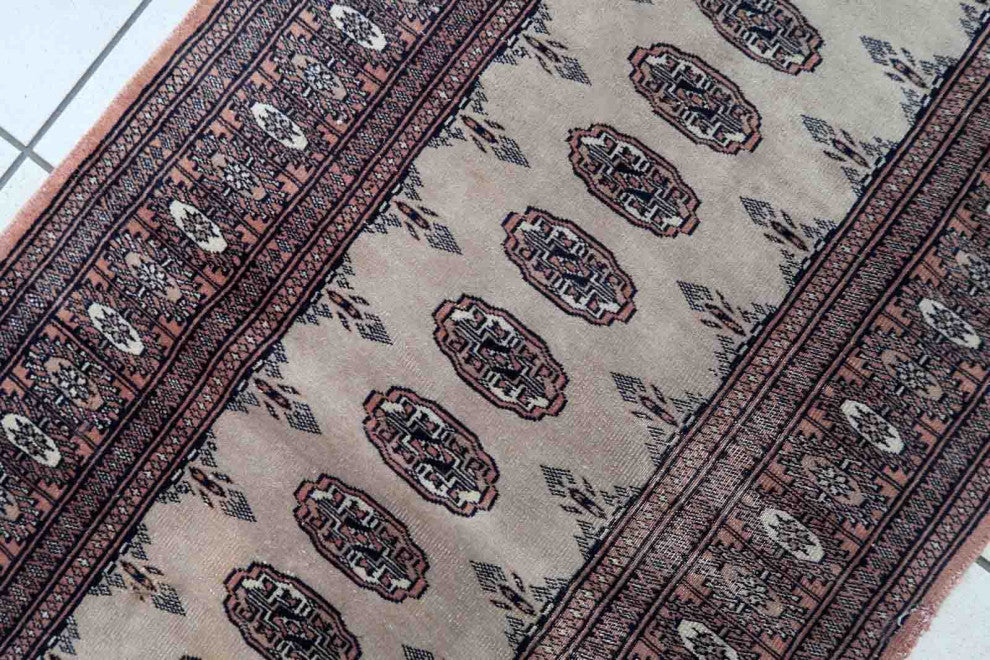 Handmade Vintage Uzbek Bukhara Runner 2.6'x12.2', 80cmx373cm 1960s