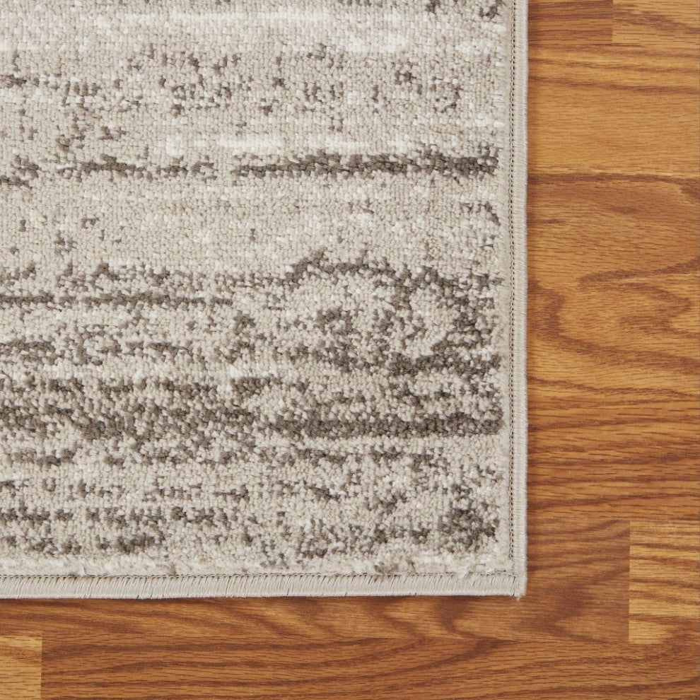 5' x 7' Beige Abstract Striations Area Rug