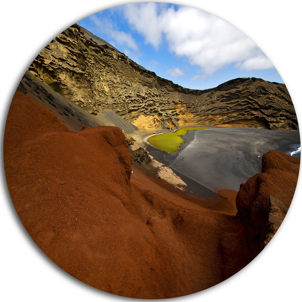 In El Golfo Lanzarote Spain Musk Pond, Seascape Round Artwork, 36"