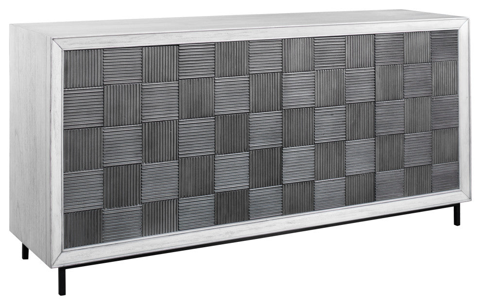 Uttermost Checkerboard 4 Door Gray Cabinet