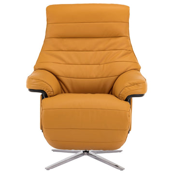 Shanghai Modern Leather Cordless Powered Recliner, Yellow/Silver