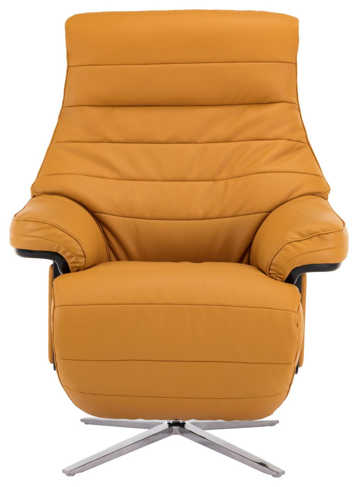 Shanghai Modern Leather Cordless Powered Recliner, Yellow/Silver