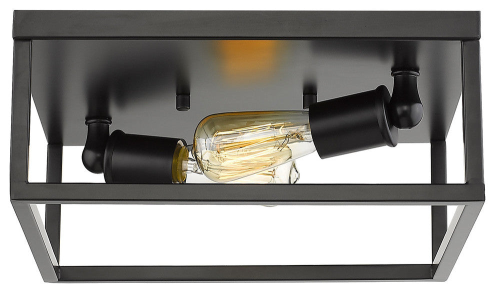 Golden Lighting 2072-FM Wesson 2 Light 12"W Flush Mount Square - Black