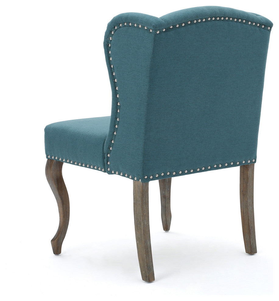 GDF Studio Asheville Modern Fabric Wingback Chair, Set of 2, Dark Teal