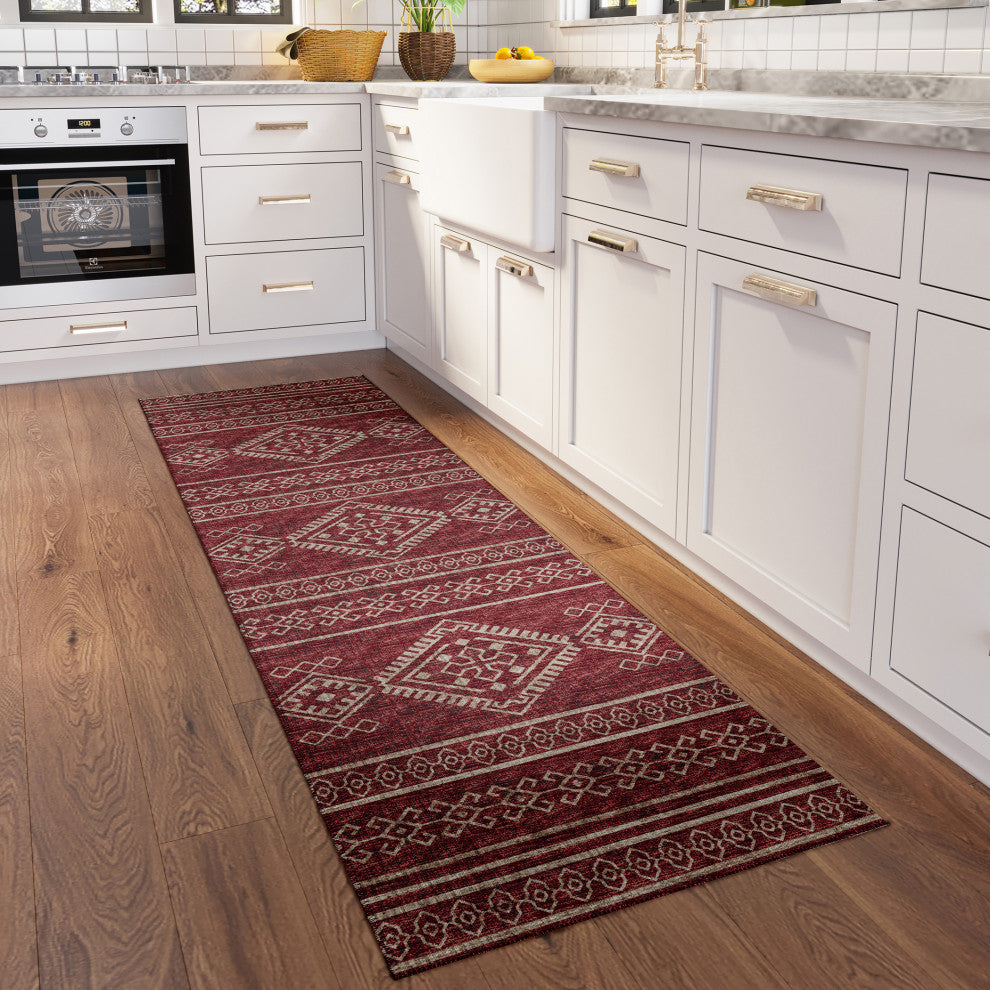 Indoor/Outdoor Sedona SN14 Paprika Machine Washable 2'3" x 12' Runner Rug