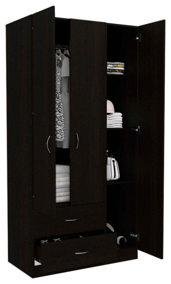 Three Door Armoire Clark, Bedroom, Black