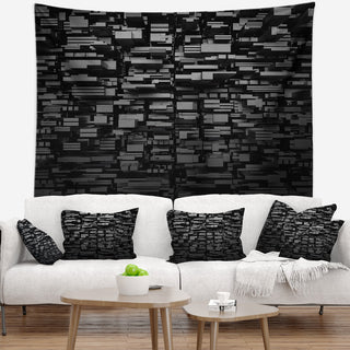 Black 3D Geometric Background Abstract Wall Tapestry, 39"x32"