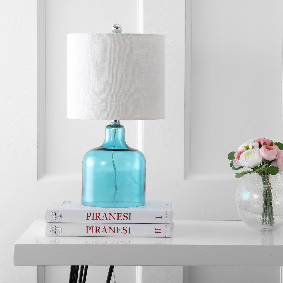 Gemma 19" Glass Bell Table Lamp, Moroccan Blue