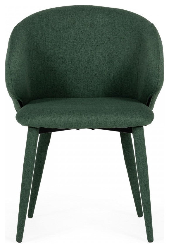 Set of Two Green Fabric Wrapped Dining Chairs
