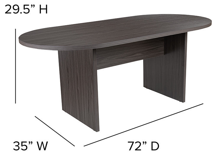 6 Foot, 72"Classic Oval Conference Table Meeting Table, Rustic Gray