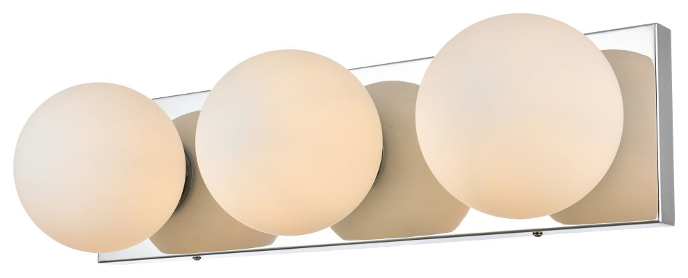 3 Light Chrome And Frosted White Bath Sconce