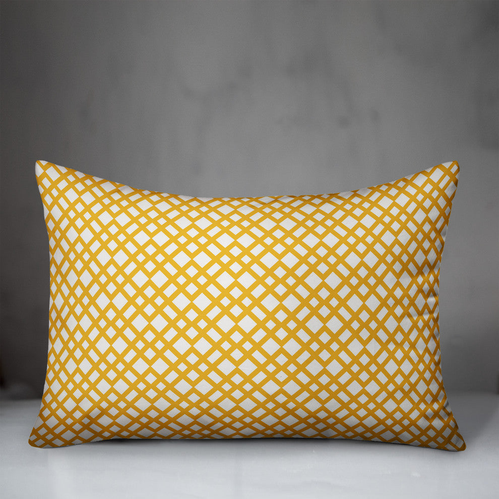 Yellow Lattice Pattern Throw Pillow