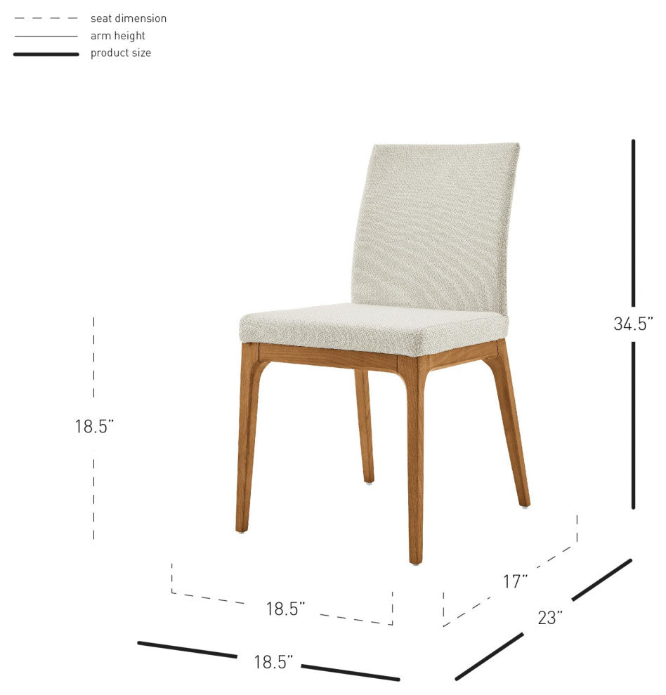 Devon Dining Side Chair Walnut Legs Set of 2, Cardiff Cream, Fabric