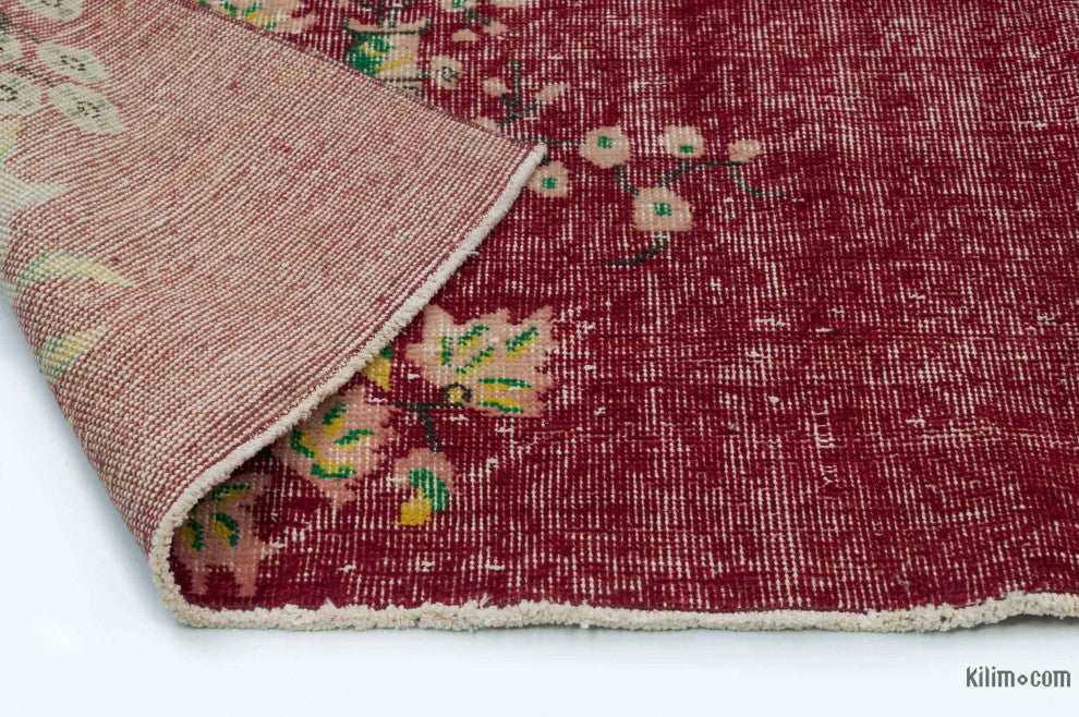 Red Vintage Turkish Hand-Knotted Rug 6' 11" x 10' 2", 83 in. x 122 in.