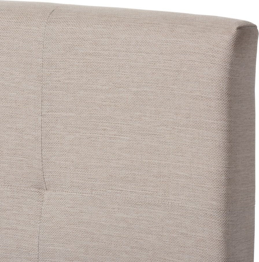 Brookfield Beige Fabric Upholstered Grid-Tufting Bed, King