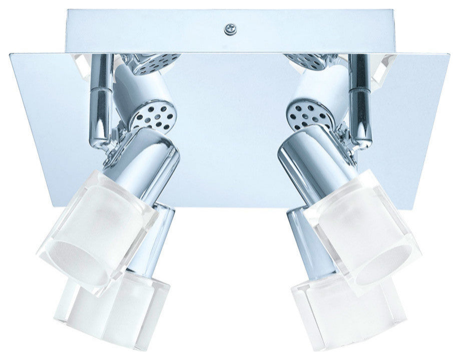 Eglo 4x4.2w Led Square Ceiling Track Light W/ Chrome Finish & Clear Glass - 2009