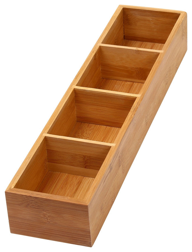 YBM HOME Bamboo 4 Compartment Organizer Tray for Drawers
