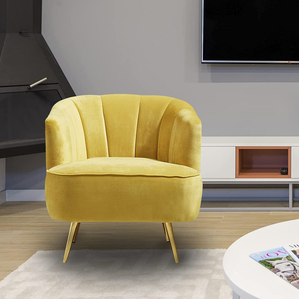 Yellow, Velvet Accent Chairs, Arms Upholstered Velvet Side Chairs