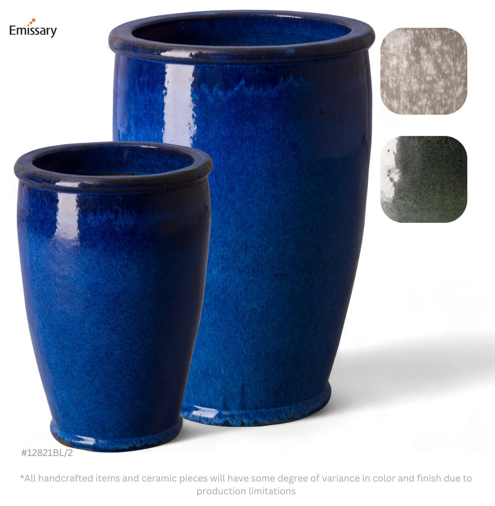 Round Blue Planter, Large