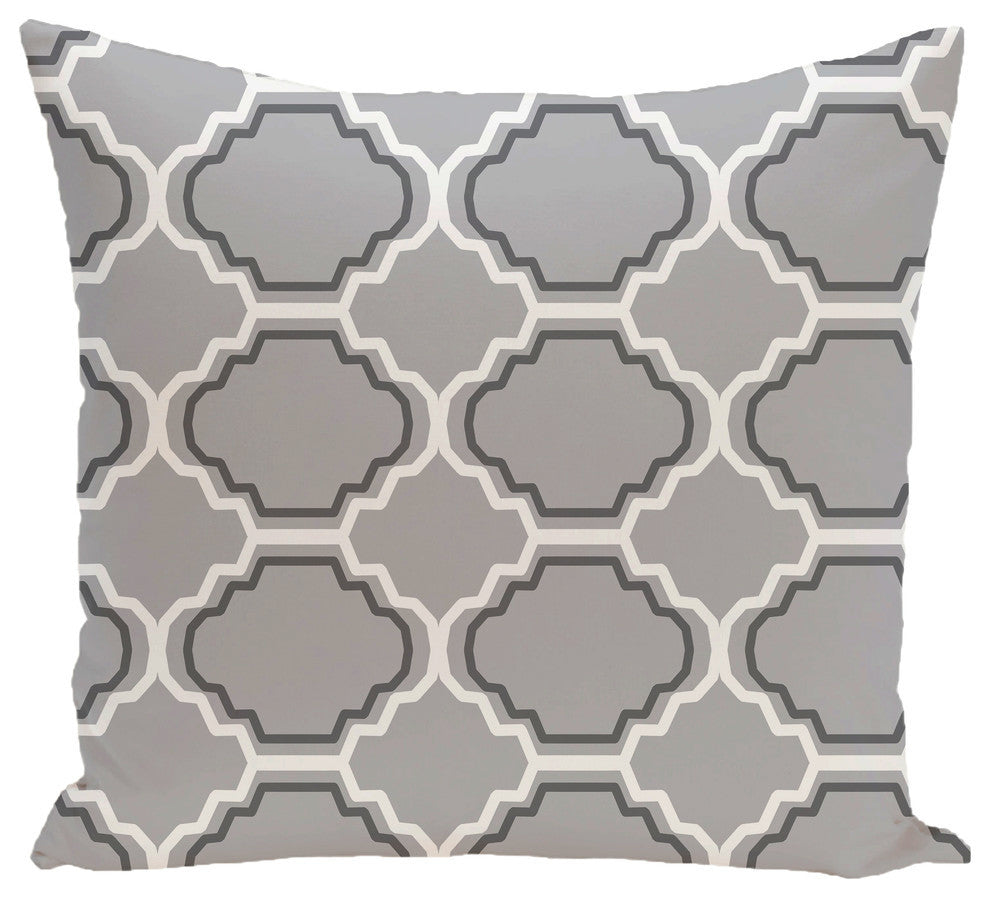 Road To Morocco Geometric Print Pillow, Rain Cloud, 18"x18"