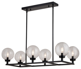 Lander Six Light Linear Chandelier in Matte Black