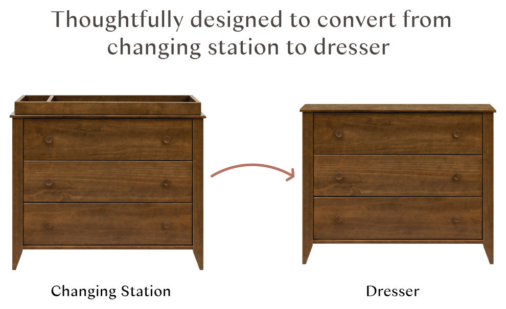Sprout 3-Drawer Changer Dresser With Removable Changing Tray, Natural Walnut