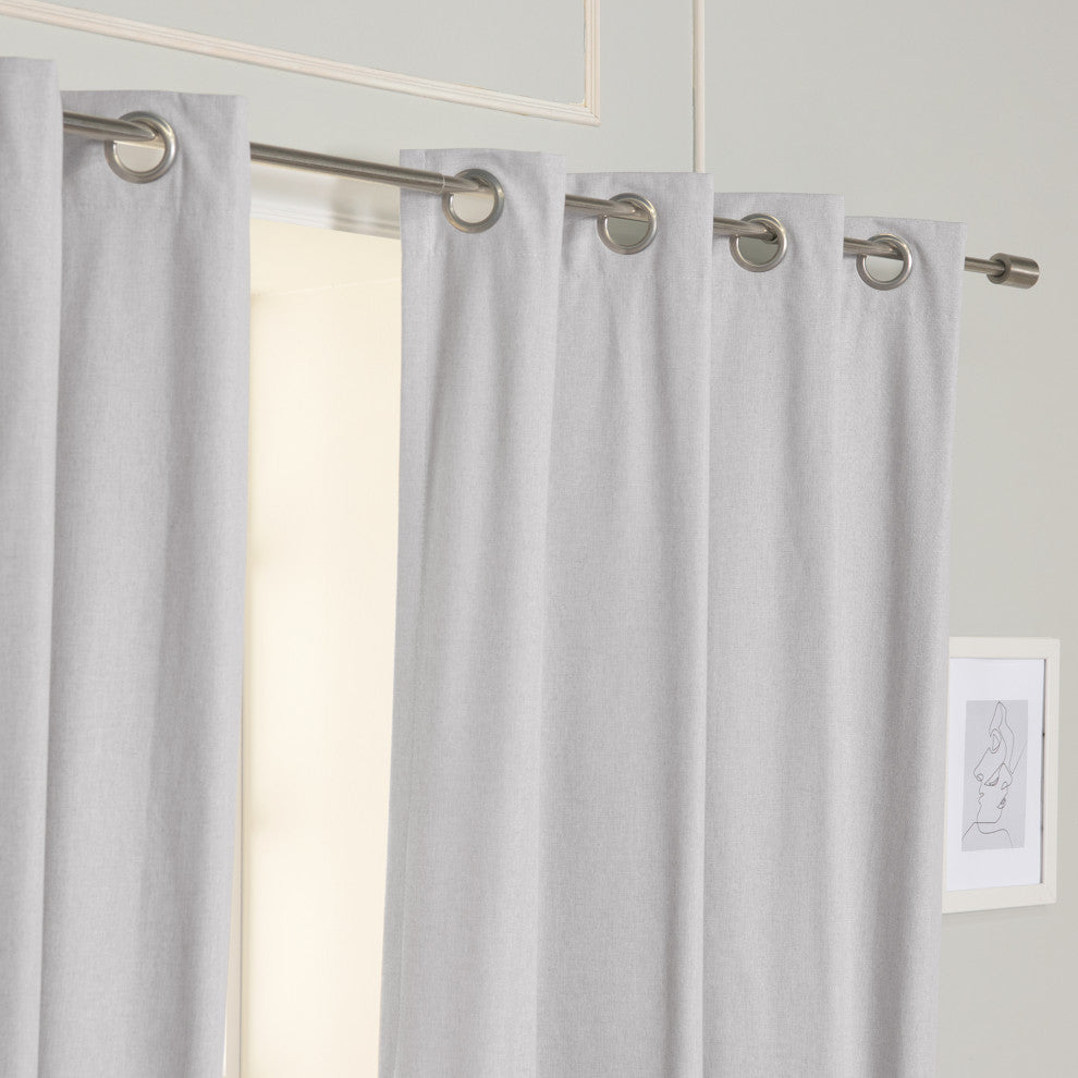 Linen Textured Grommet Thermal Total Blackout Curtains, Light Gray, 52"x96"