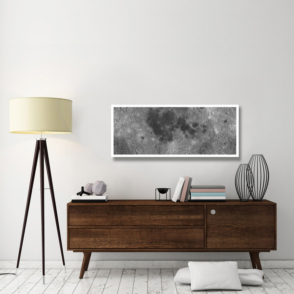"Unmarked Map of the Moon, Projection" Paper Art, 52"x22"