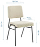 Side Dining Chair, Fabric, Metal, Black Beige, Modern, Cafe Bistro Restaurant