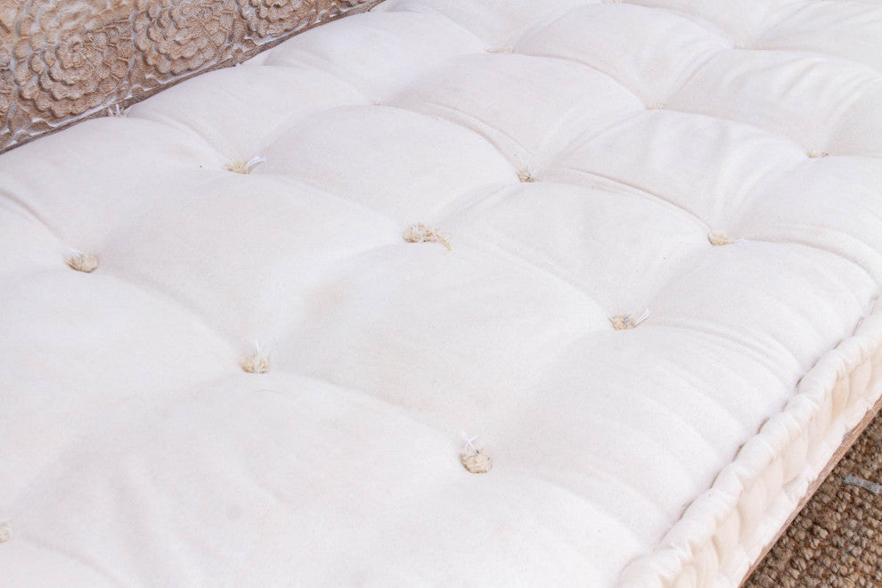 Carved Floral Whitewash Reclaimed Wood Daybed