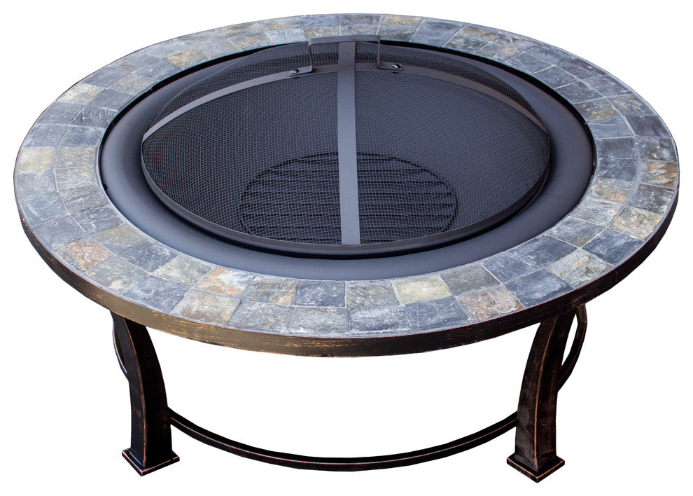 Wood Burning with Round Slate Fire Pit and Table