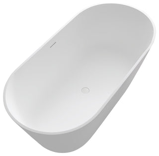 63" Solid Surface Freestanding Flat Bottom Non-Whirlpool Bathtub, White