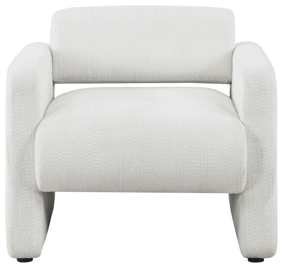 Cindy Boho Boucle Upholstered Accent Arm Chair, White