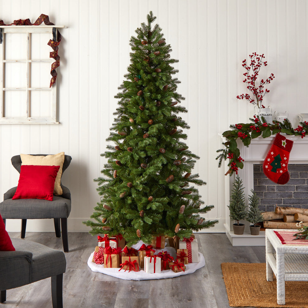 7' Fraser Fir Faux Xmas Tree W/300 Multicolor Lights &1179 Bendable Branches