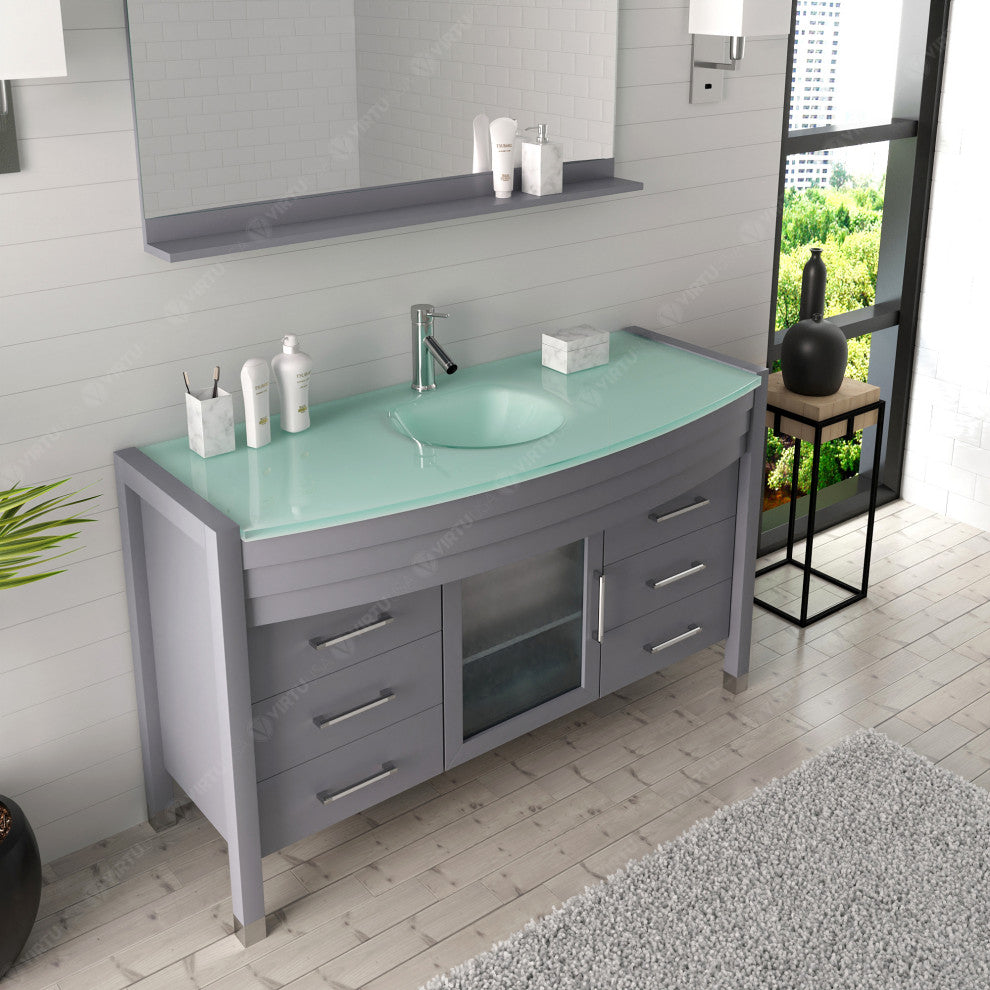 Ava 55" Single Bathroom Vanity Set, Gray