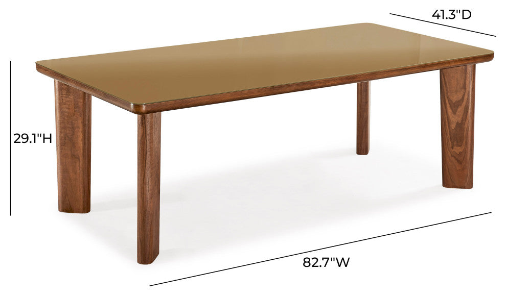 Oani Walnut and Glass Dining Table, Long