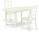 3-PieceDining Table Set 2 Dining Chairs, Butterfly Leaf Table, Linen White