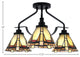 Odyssey 3 Light Semi Flush Mount In Matte Black Finish With 7" Zion Art Glass