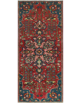 Fine Vintage Distressed Oakley Red/Navy Runner, 3'10 x 8'9