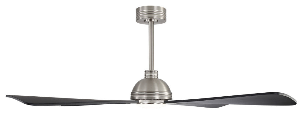56" 4-Blade Solid Wood Ceiling Fan with LED Light and Remote Control, Brushed Nickel/Black