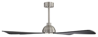 56" 4-Blade Solid Wood Ceiling Fan with LED Light and Remote Control, Brushed Nickel/Black