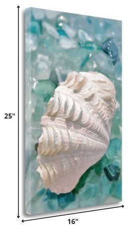 31" Pearl Shell and Colorful Seaglass Giclee Wrap Canvas Wall Art