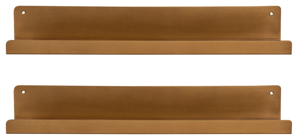 Mezzo Modern Metal Ledge Shelf Set, Gold