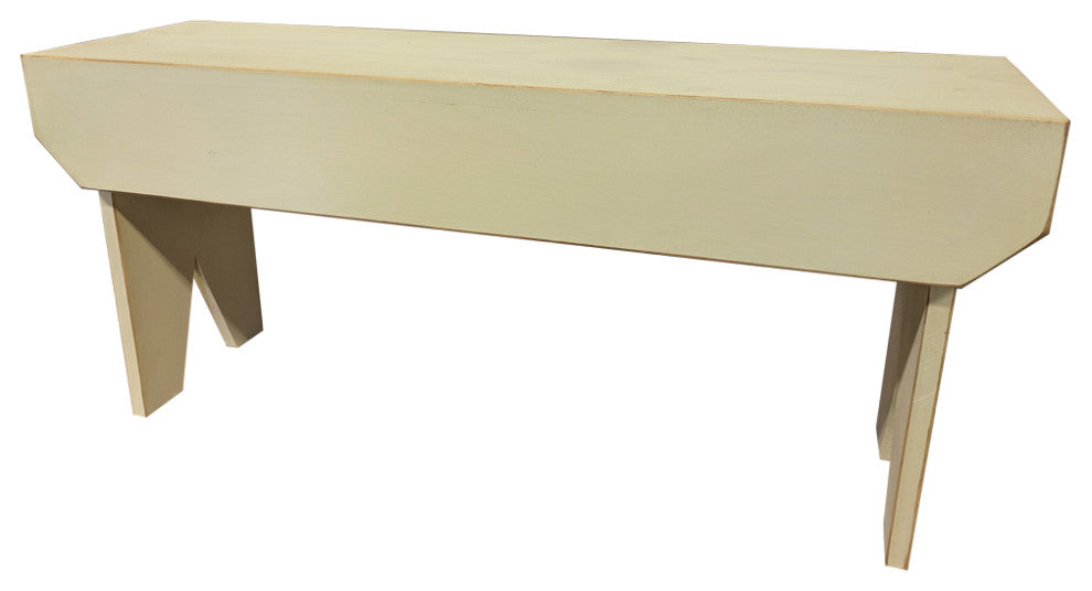 Simple Wood Bench, Old Cream