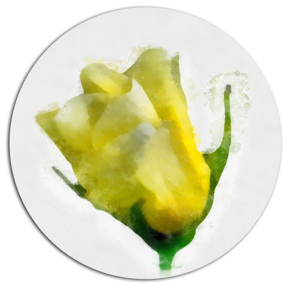 Beautiful Yellow Rose Watercolor, Flower Disc Metal Wall Art, 23"